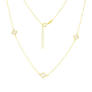 Zlatý náhrdelník Čtyřlístky s perletí
