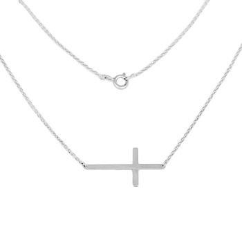 Zlatý náhrdelník s křížkem naležato White