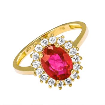 Zlatý dámský prsten s rubínovým kamenem