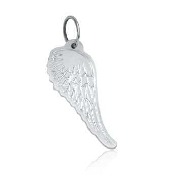 Zlatý přívěsek Andělské křídlo gravírované - bílé zlato