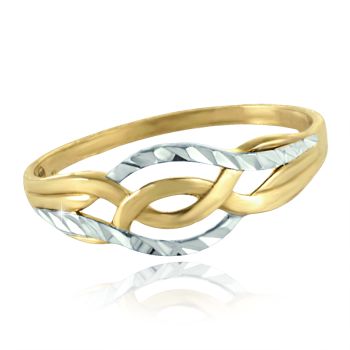 Zlatý dámský prsten s gravírováním - žluto-bílé zlato
