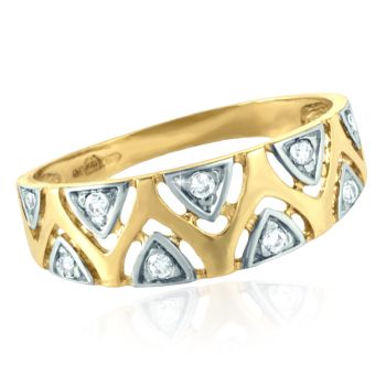Zlatý dámský prsten se zirkony - žluto-bílé zlato