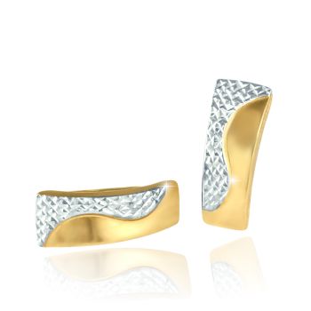 Elegantní zlaté náušnice - diamantový brus, žluto-bílé zlato