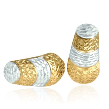 Zlaté náušnice - diamantový brus a gravírování, žluto-bílé zlato