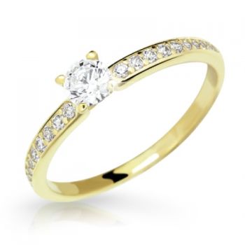 Zlatý zásnubní prsten se zirkony model 2523