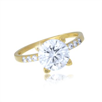 Luxusní zásnubní prsten z bílého zlata s čirými zirkony