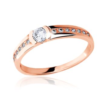 Zásnubní prsten z růžového zlata se zirkonem model 2106