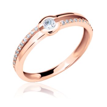Zásnubní prsten z růžového zlata se zirkonem model 2543