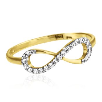 Zlatý prsten Nekonečno zdobený zirkony