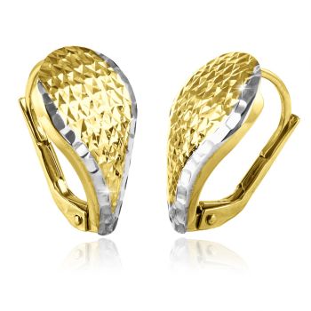 Zlaté náušnice zdobené diamantovým brusem s gravírovanými okraji