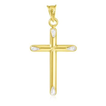 Zlatý přívěsek Kříž ze žlutého a bílého zlata