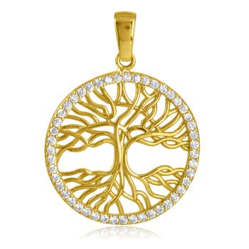 Působivý zlatý přívěsek Strom života zdobený zirkony