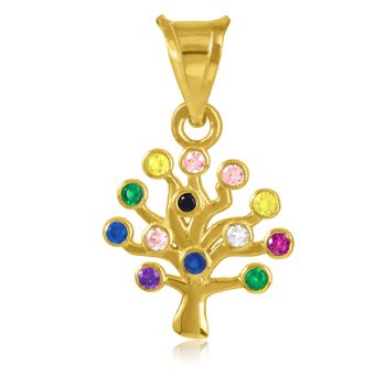 Zlatý přívěsek Strom života zdobený barevnými kamínky