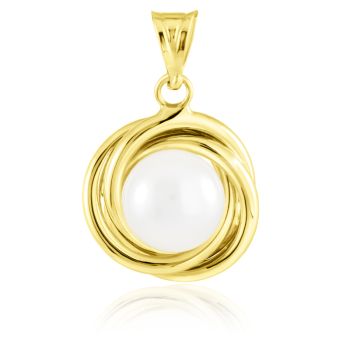 Zlatý přívěsek s bílou perlou
