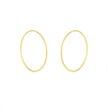 Zlaté náušnice Kruhy Ø 35 mm - hladké, kulatý profil