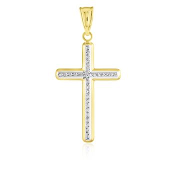 Zlatý přívěsek kříž s diamantovým brusem
