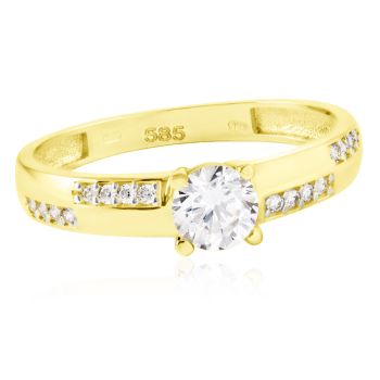 Zlatý zásnubní prsten stylu Solitér Pave