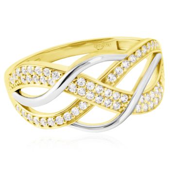 Elegantní zlatý prsten se zirkony