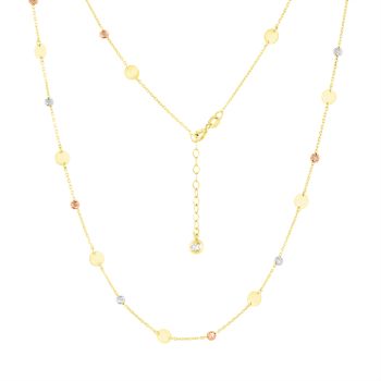 Podmanivý zlatý náhrdelník s korálky a talířky