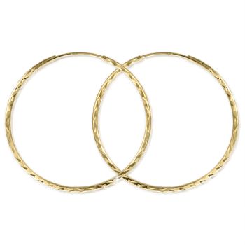 Zlaté náušnice Kruhy - Ø 4 cm, diamantový brus, žluté zlato