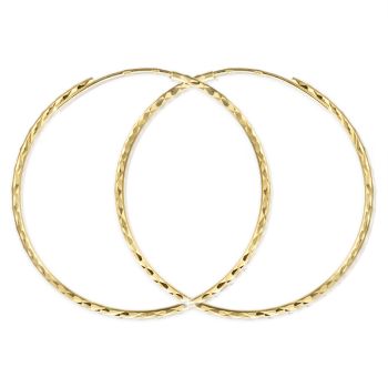 Zlaté náušnice Kruhy - Ø 4,5 cm, diamantový brus, žluté zlato