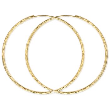 Zlaté náušnice Kruhy - Ø 5 cm, diamantový brus, žluté zlato