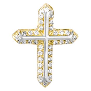 Zlatý přívěsek Křížek Bishop  - vykládaný zirkony a skrytým závěsem