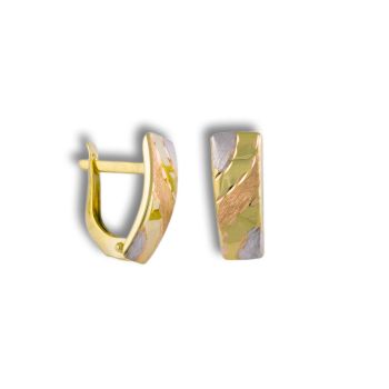 Zlaté náušnice Trendy - diamantový brus s matováním